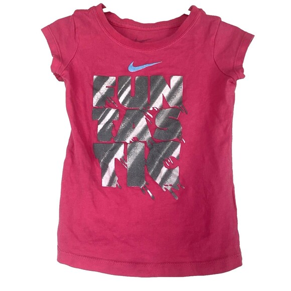 NIKE "Funtastic" & Cat and Jack Girls T-shirts Pink Black Short Sleeve -Size 3T - Picture 1 of 7